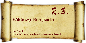 Rákóczy Benjámin névjegykártya